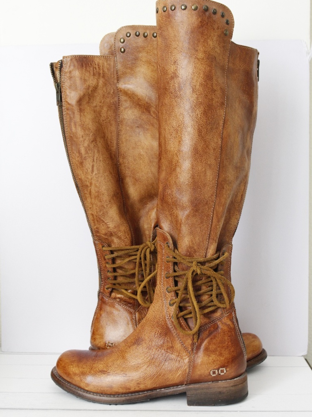 Bed Stu Loxley Tall Riding Boots Size 8 Cognac Leather Cobbler Series Handmade
